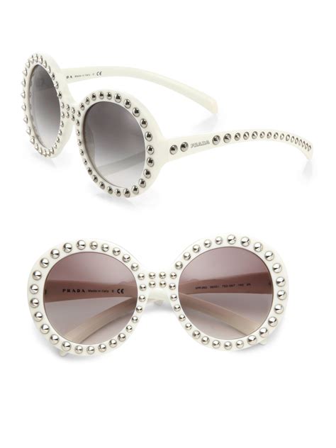 prada catwalk round mirrored sunglasses|Prada sunglasses with white sides.